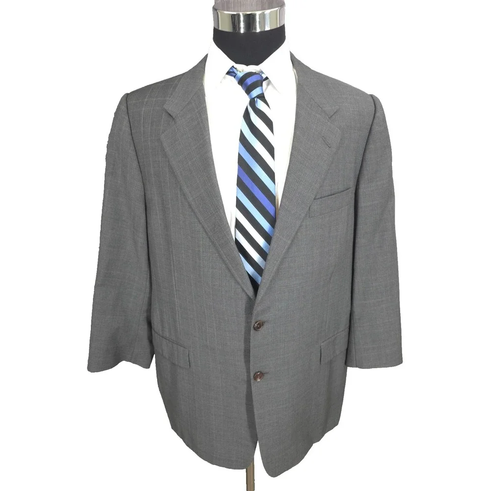 Hickey Freeman Blazer Mens 44 Gray Sports Coat Jacket 2‎ Buttons Single Vent
